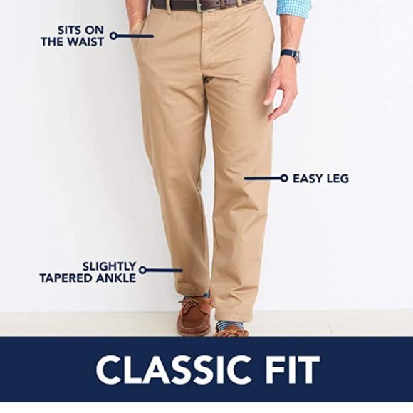 Men's Pants 34x29 IZOD American Heritage Classic-Fit Wrinkle-Free Pleated  Khaki - Picture 2 of 6